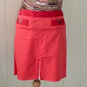RED VALENTINO 10 Salmon Cotton Logo Prep mini Skirt IT 46